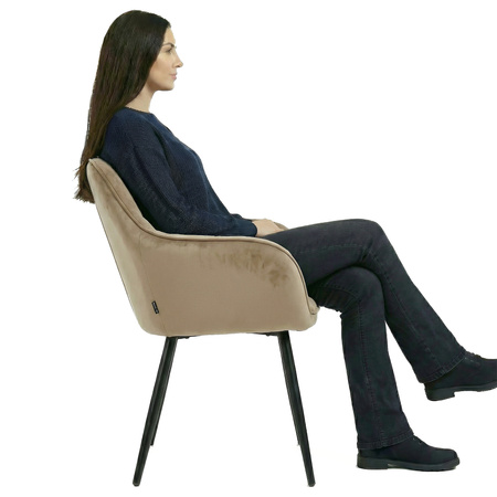 Krzesło welurowe pikowane | Ciemnobeżowe