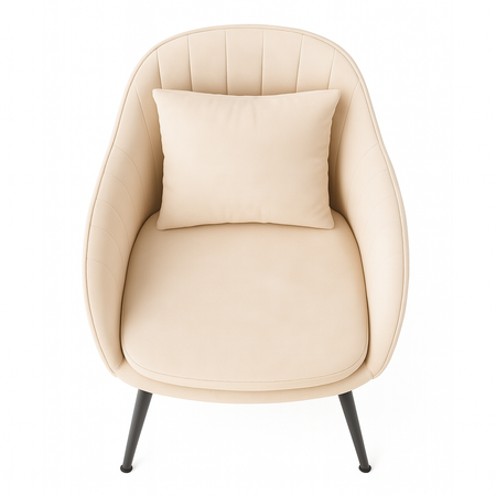 Krzesło welurowe z poduszką | Beżowe