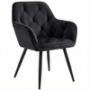 Krzesło welurowe pikowane | Czarne