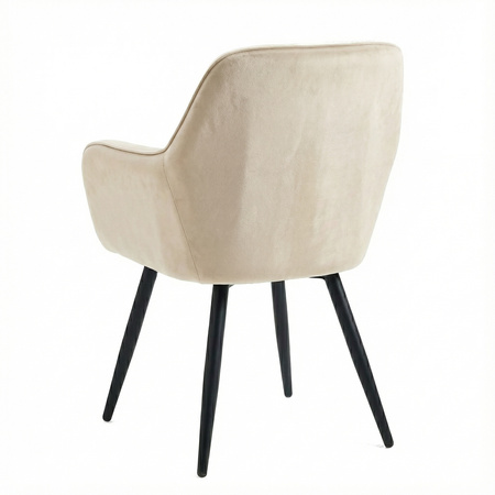Krzesło welurowe pikowane | Jasnobeżowe czarne nogi