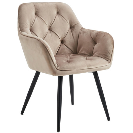 Krzesło welurowe pikowane | Ciemnobeżowe