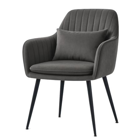 Krzesło welurowe z poduszką | Ciemnoszare