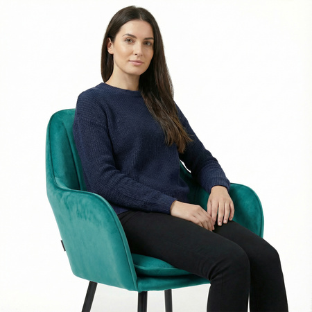 Krzesło welurowe z poduszką | Ciemnozielone