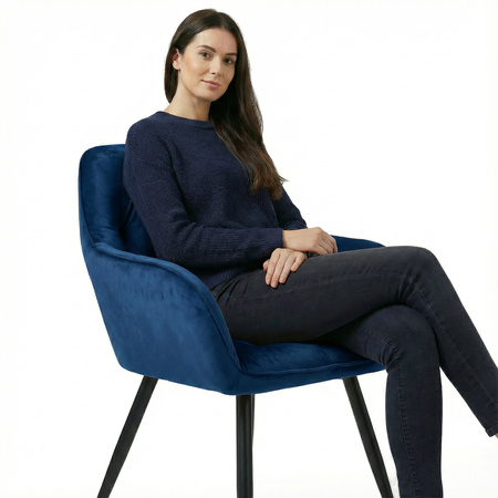 Krzesło welurowe pikowane | Granatowe