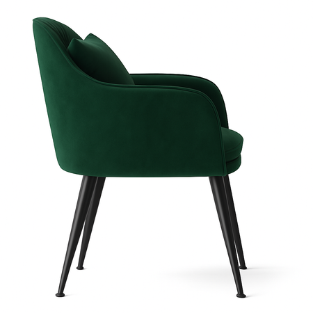 Krzesło welurowe z poduszką | Ciemnozielone