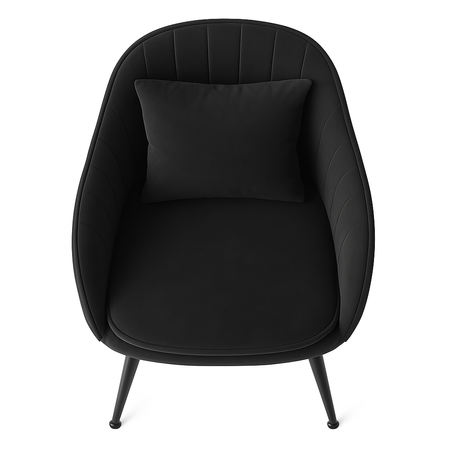 Krzesło welurowe z poduszką | Czarne