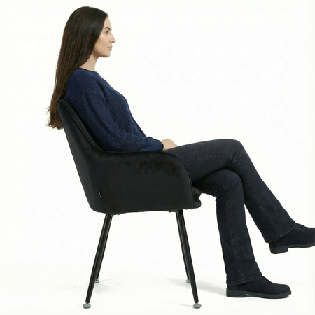 Krzesło welurowe z poduszką | Czarne | II Gatunek