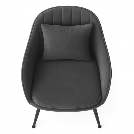 Krzesło welurowe z poduszką | Ciemnoszare