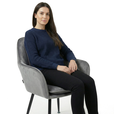 Krzesło welurowe z poduszką | Szare