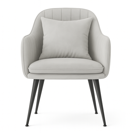 Krzesło welurowe z poduszką | Szare