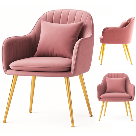 Krzesło welurowe z poduszką | Pudrowy róż