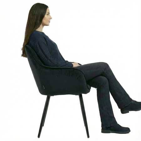 Krzesło welurowe pikowane | Czarne