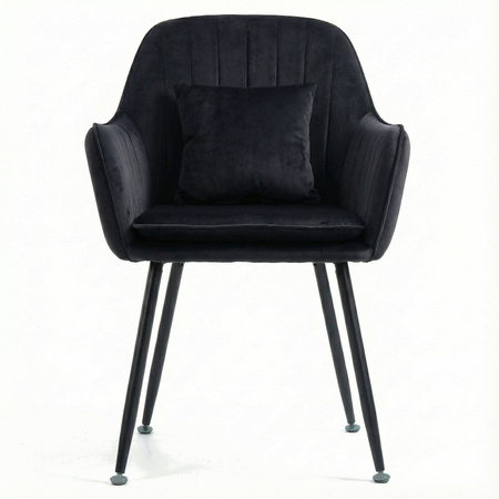 Krzesło welurowe z poduszką | Czarne | II Gatunek