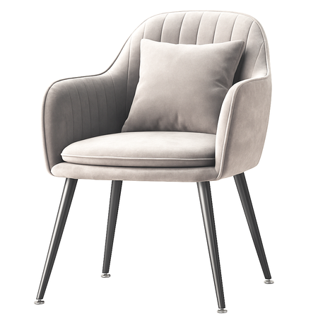 Krzesło welurowe z poduszką | Jasnoszare