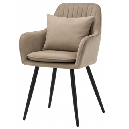 Krzesło welurowe z poduszką | Ciemnobeżowe