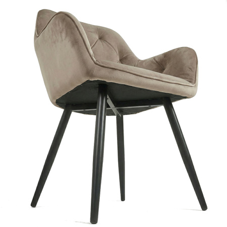 Krzesło welurowe pikowane | Ciemnobeżowe