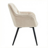 Krzesło welurowe pikowane | Jasnobeżowe czarne nogi