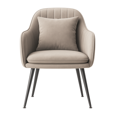 Krzesło welurowe z poduszką | Jasnoszare