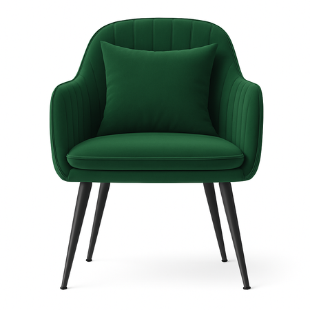 Krzesło welurowe z poduszką | Ciemnozielone