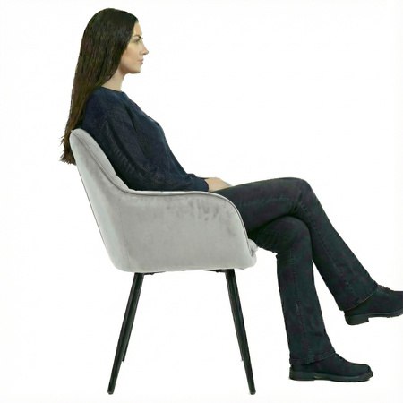 Krzesło welurowe pikowane | Jasnoszare