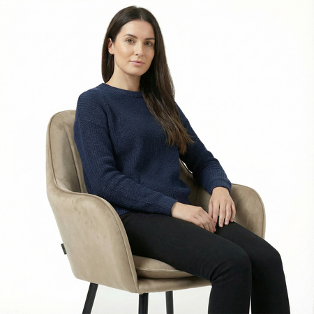 Krzesło welurowe z poduszką | Ciemnobeżowe