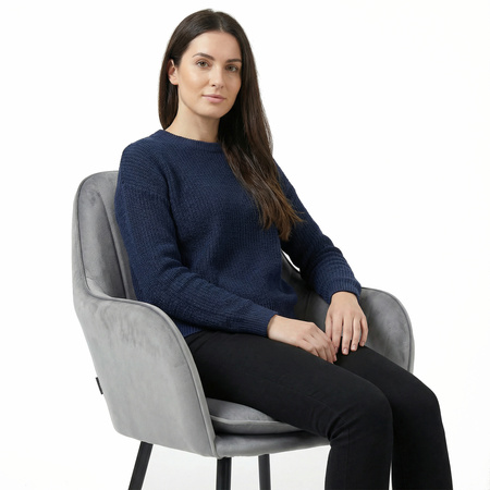 Krzesło welurowe z poduszką | Jasnoszare