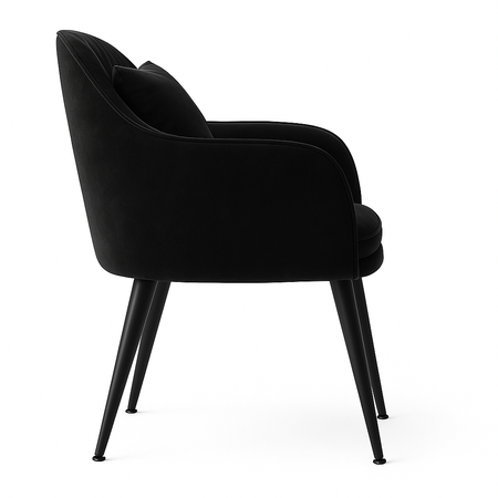 Krzesło welurowe z poduszką | Czarne