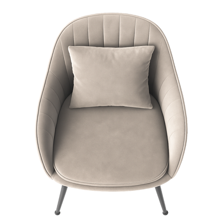 Krzesło welurowe z poduszką | Jasnoszare