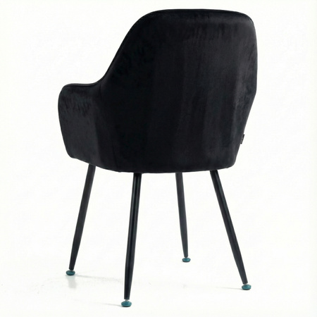 Krzesło welurowe z poduszką | Czarne | II Gatunek