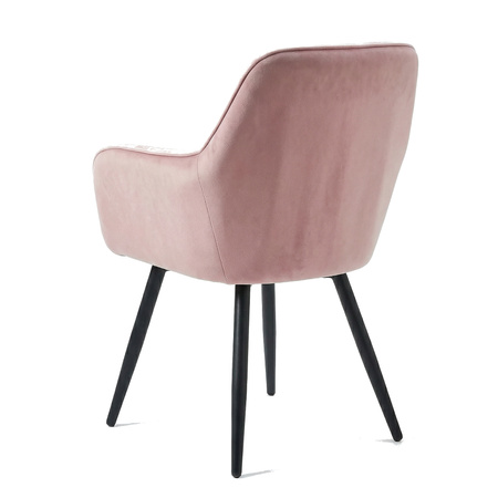 Krzesło welurowe pikowane | Pudrowy róż