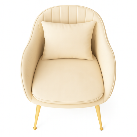 Krzesło welurowe z poduszką | Beżowe ze złotymi nogami