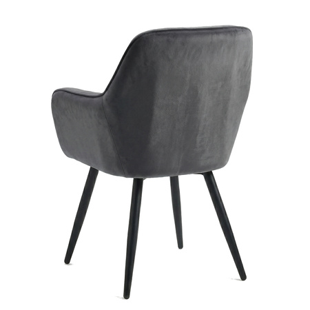 Krzesło welurowe pikowane | Ciemnoszare