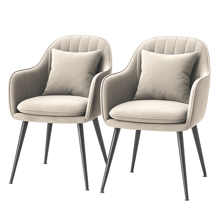 Krzesło welurowe z poduszką | Jasnoszare