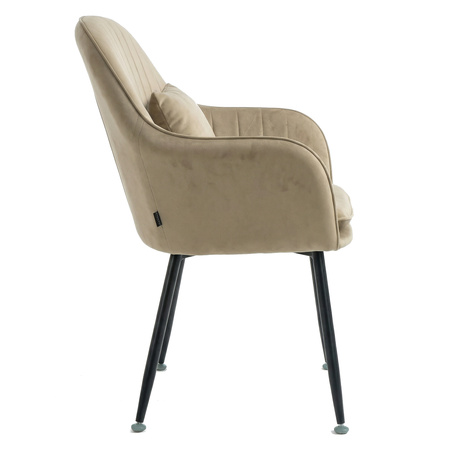 Krzesło welurowe z poduszką | Ciemnobeżowe