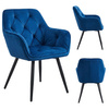 Krzesło welurowe pikowane | Granatowe