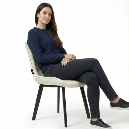 Krzesło welurowe | Jasnobeżowe