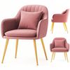 Krzesło welurowe z poduszką | Pudrowy róż