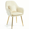 Krzesło welurowe z poduszką | Bardzo jasny beż ze złotymi nogami