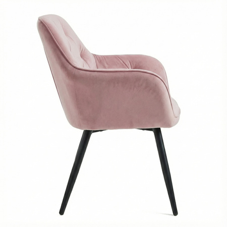 Krzesło welurowe pikowane | Pudrowy róż