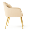 Krzesło welurowe z poduszką | Beżowe ze złotymi nogami