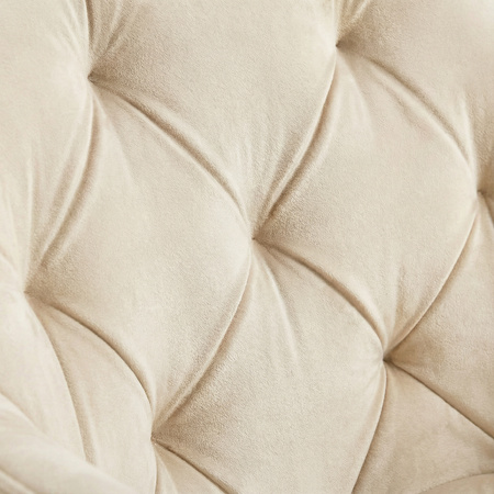 Krzesło welurowe pikowane | Jasnobeżowe złote nogi