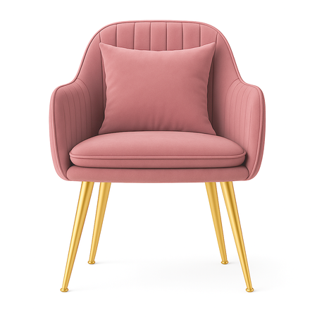 Krzesło welurowe z poduszką | Pudrowy róż