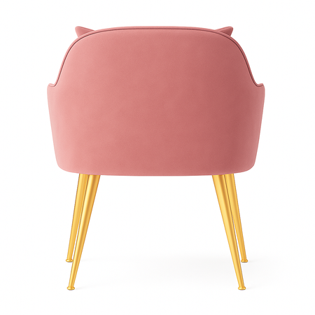 Krzesło welurowe z poduszką | Pudrowy róż
