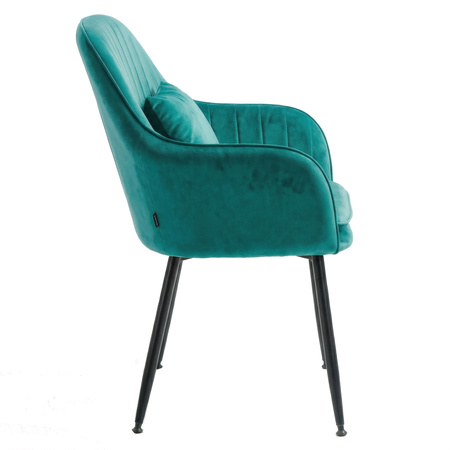 Krzesło welurowe z poduszką | Ciemnozielone