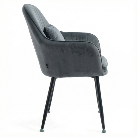Krzesło welurowe z poduszką | Ciemnoszare
