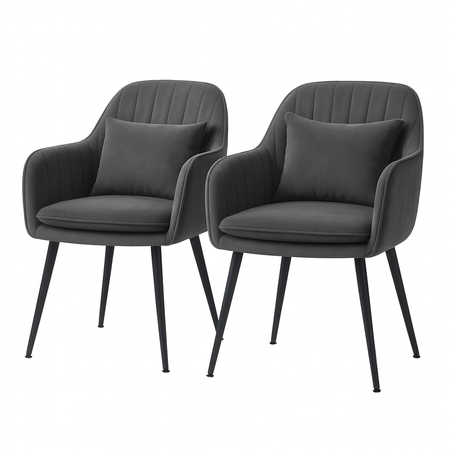 Krzesło welurowe z poduszką | Ciemnoszare