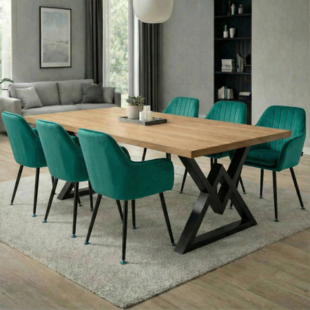 Krzesło welurowe z poduszką | Ciemnozielone