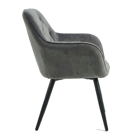 Krzesło welurowe pikowane | Ciemnoszare
