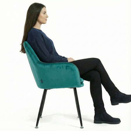 Krzesło welurowe z poduszką | Ciemnozielone