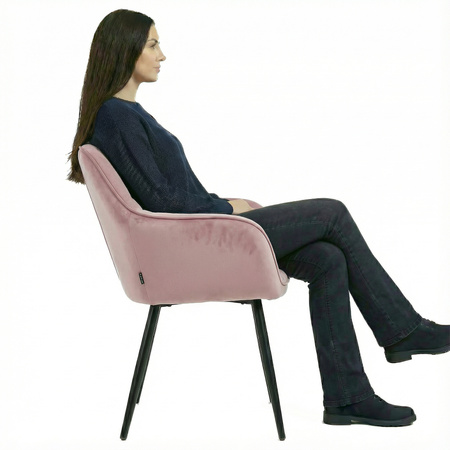 Krzesło welurowe pikowane | Pudrowy róż